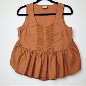 Orange peplum tank, eyelet detail - Anthropologie